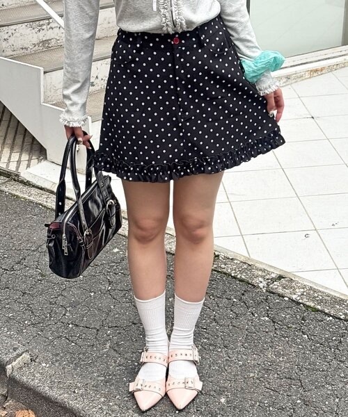 CIAOPANIC / Frilled Hem Dot Mini Skirt