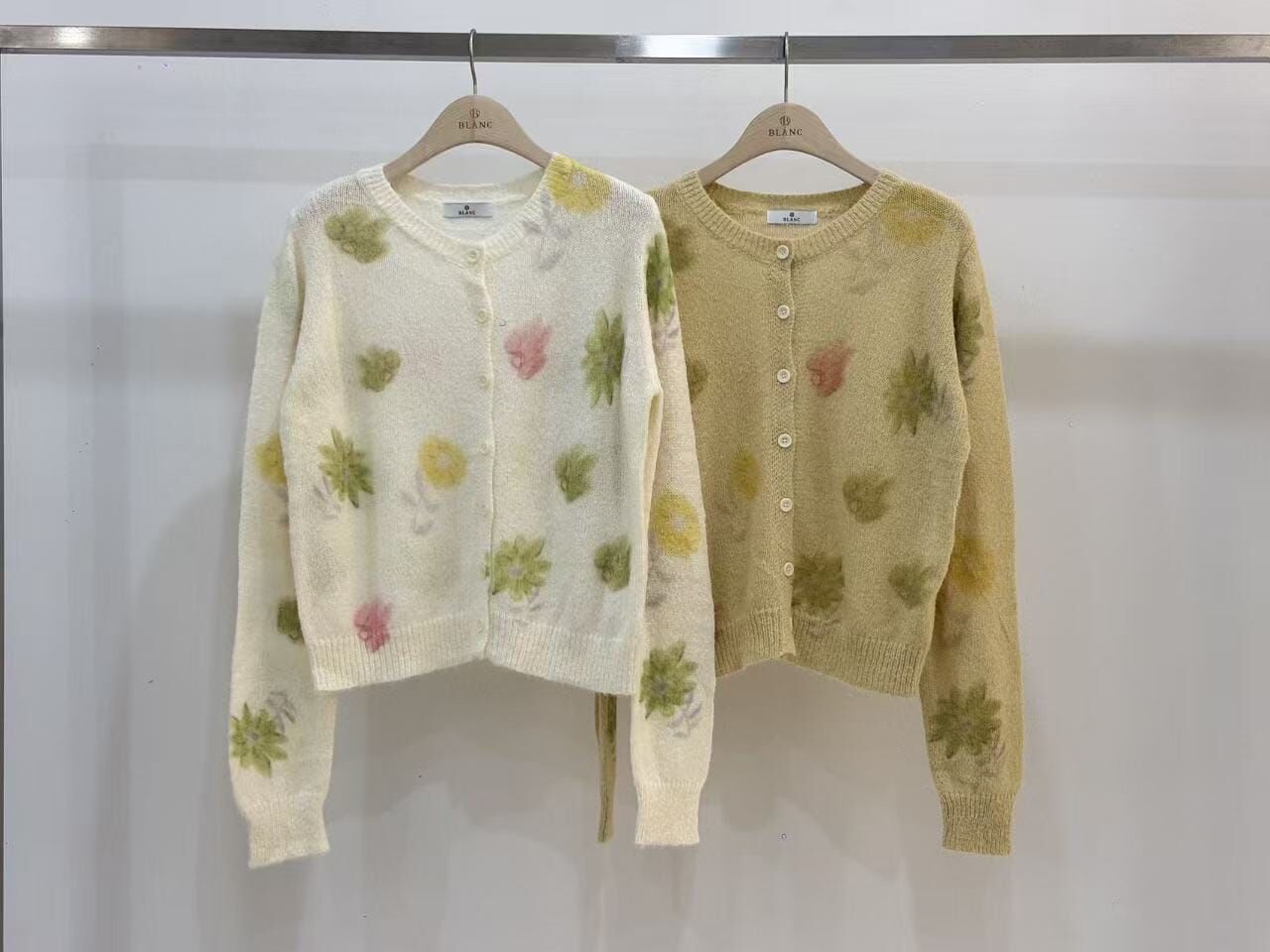 MB7120 彩色花圖案圓領針織冷外套