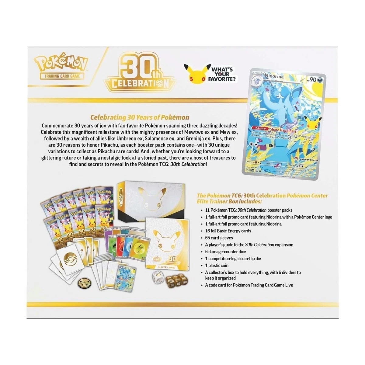 (English Edition) Pokémon TCG: 30th Celebration Elite Trainer Box (ETB)