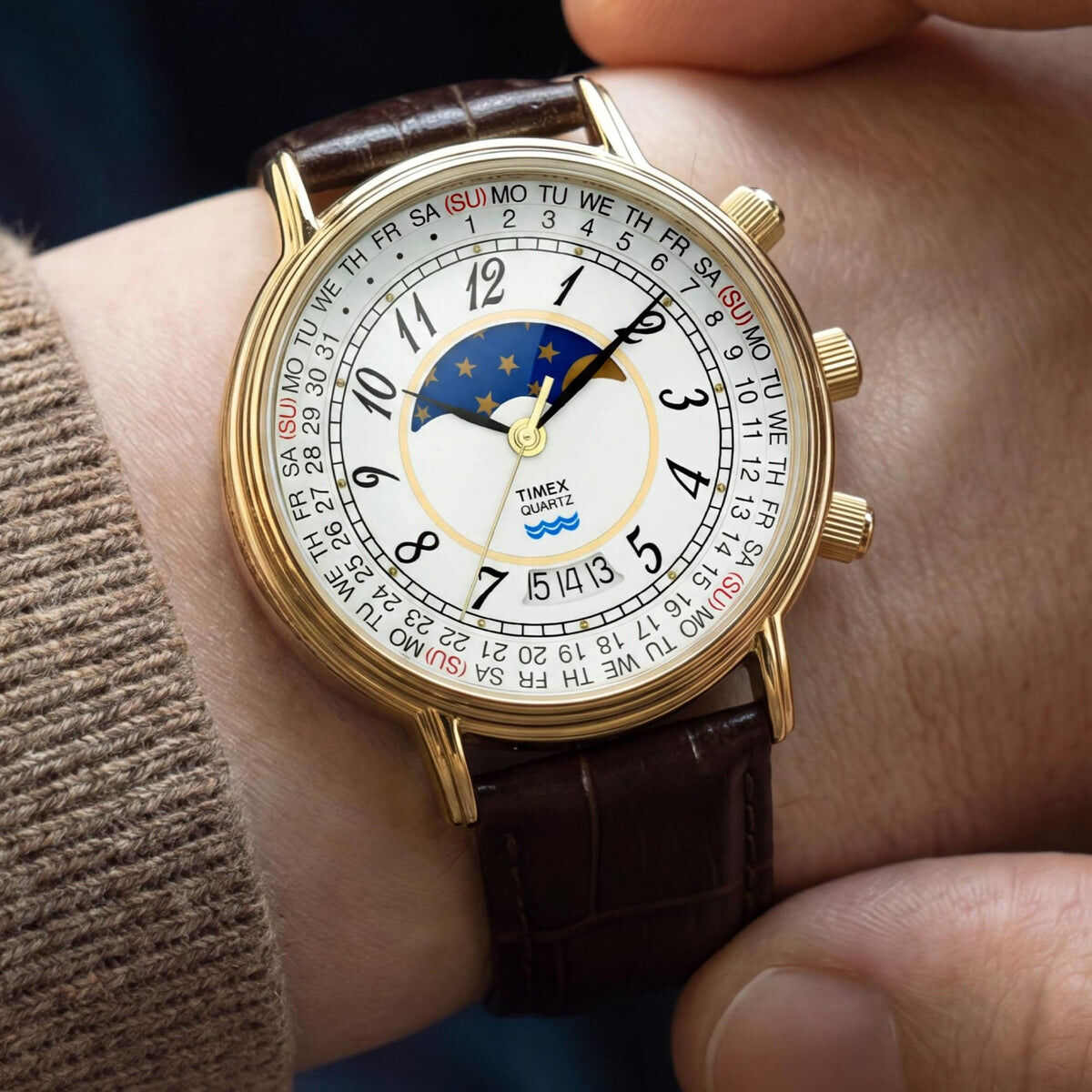 Timex Lab 1990 Moon Phase and Calendar Dial Reissue  37mm TW2Y99000