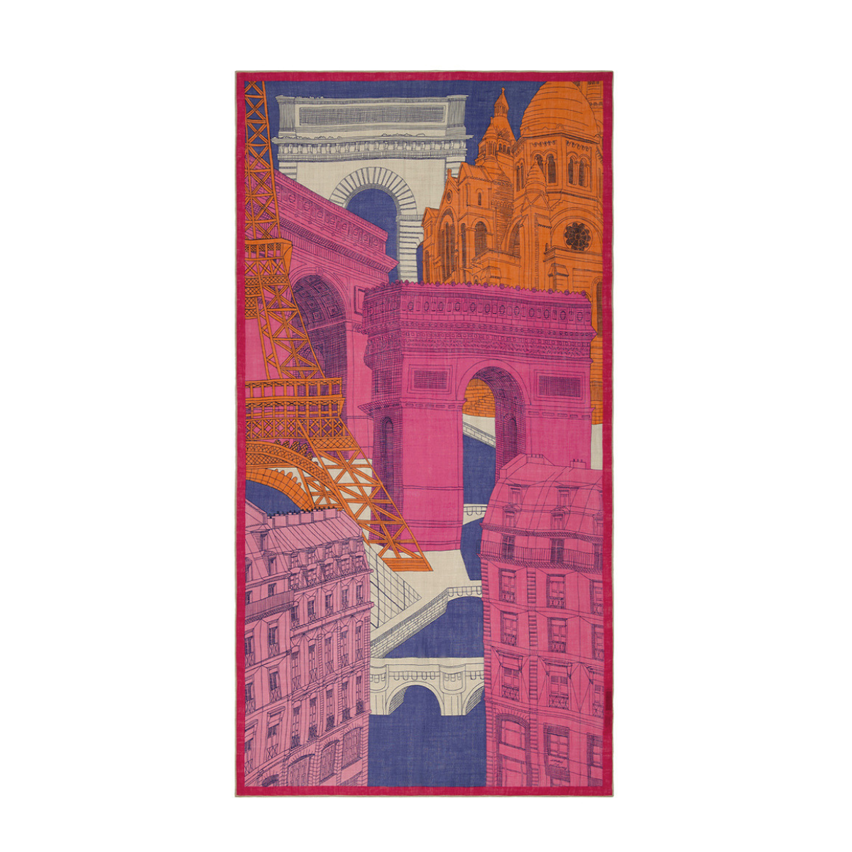 PARIS 羊毛圍巾100 - 桃紅