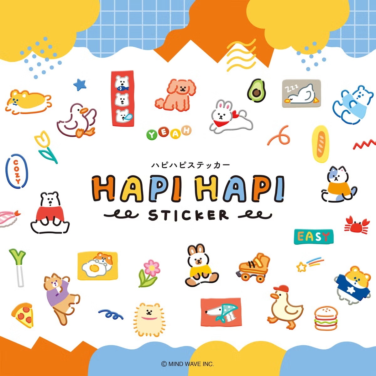 日本MIND WAVE．HAPIHAPI 迷你插畫貼紙 共六款