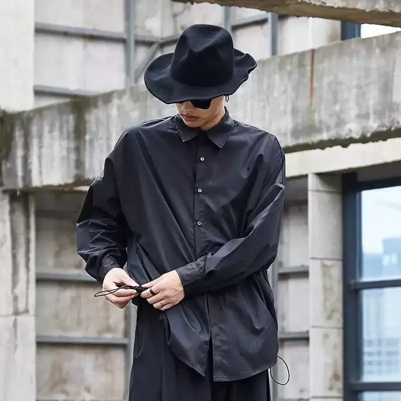 𝙏𝙀𝘾𝙃𝙒𝙀𝘼𝙍 暗黑抽繩寬版長袖襯衫
