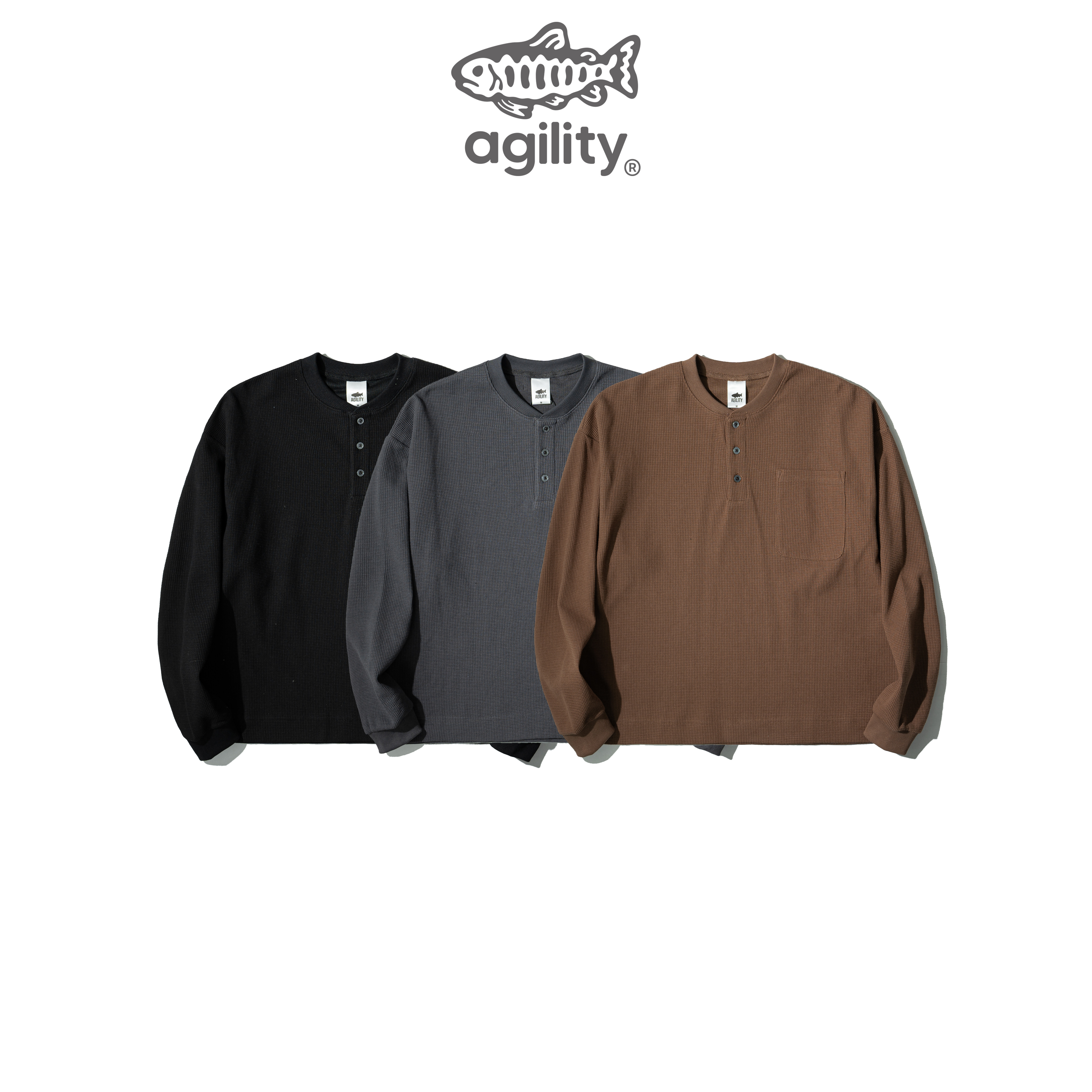 AGILITY Waffle Henley LS Tee 華夫格亨利領 長袖Tee [B-WH2]