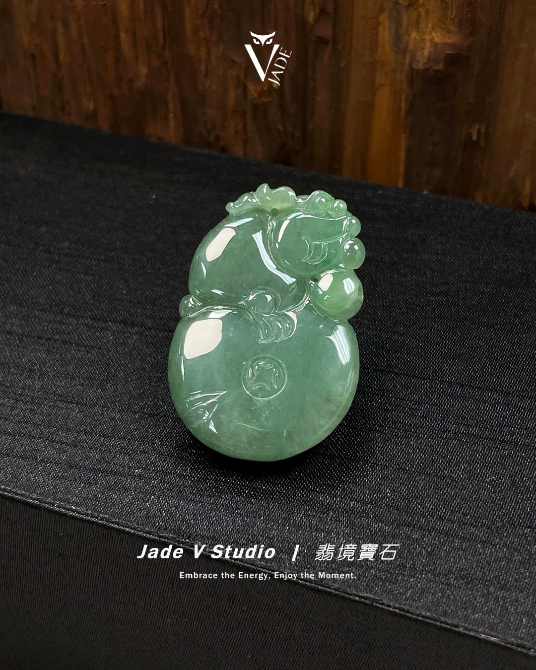 【JadeV｜翡境寶石】糯冰 翠綠 金蟾 招財進寶 厚庄 翡翠