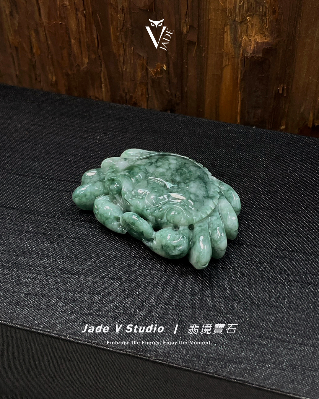 【JadeV｜翡境寶石】花青 螃蟹 八方來財 翡翠