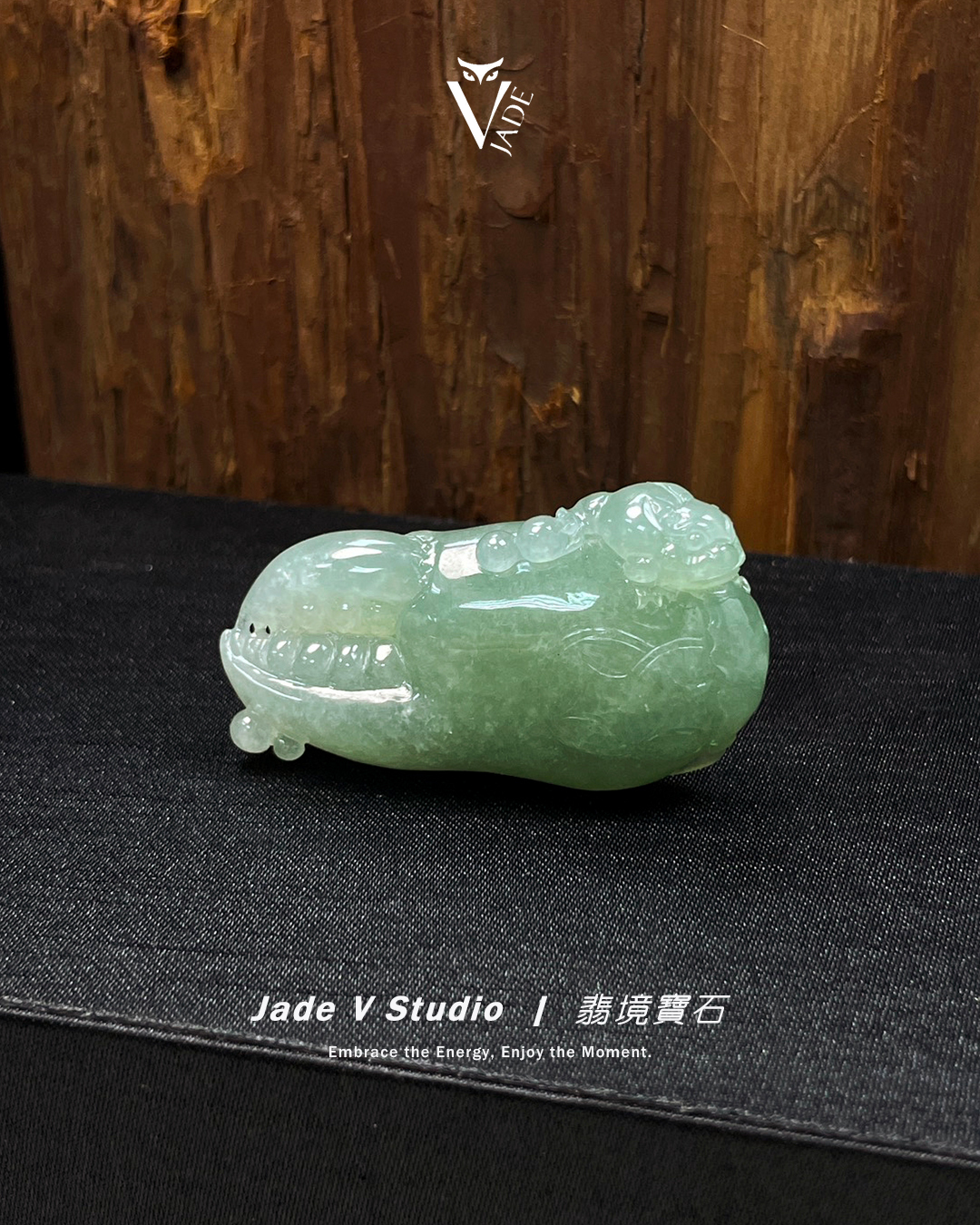【JadeV｜翡境寶石】糯冰 翠綠 有錢(鉗) 厚庄 翡翠