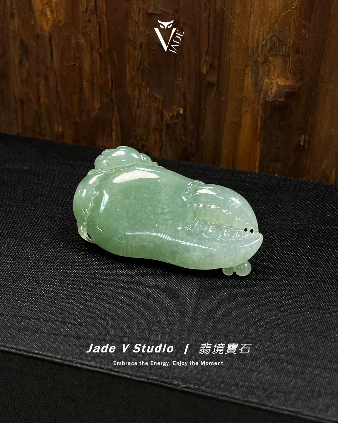 【JadeV｜翡境寶石】糯冰 翠綠 有錢(鉗) 厚庄 翡翠