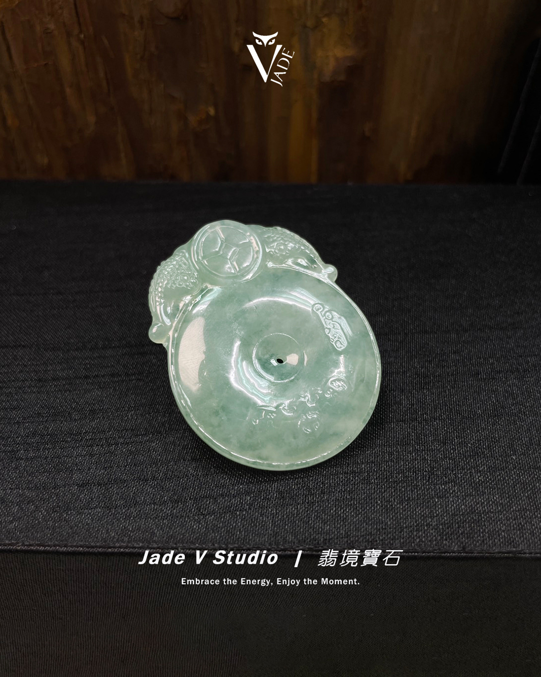 【JadeV｜翡境寶石】糯冰 淡綠 龍牌玉璧 翡翠