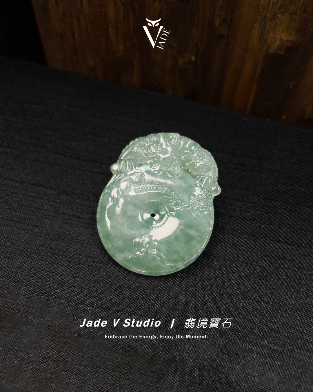 【JadeV｜翡境寶石】糯冰 淡綠 龍牌玉璧 翡翠