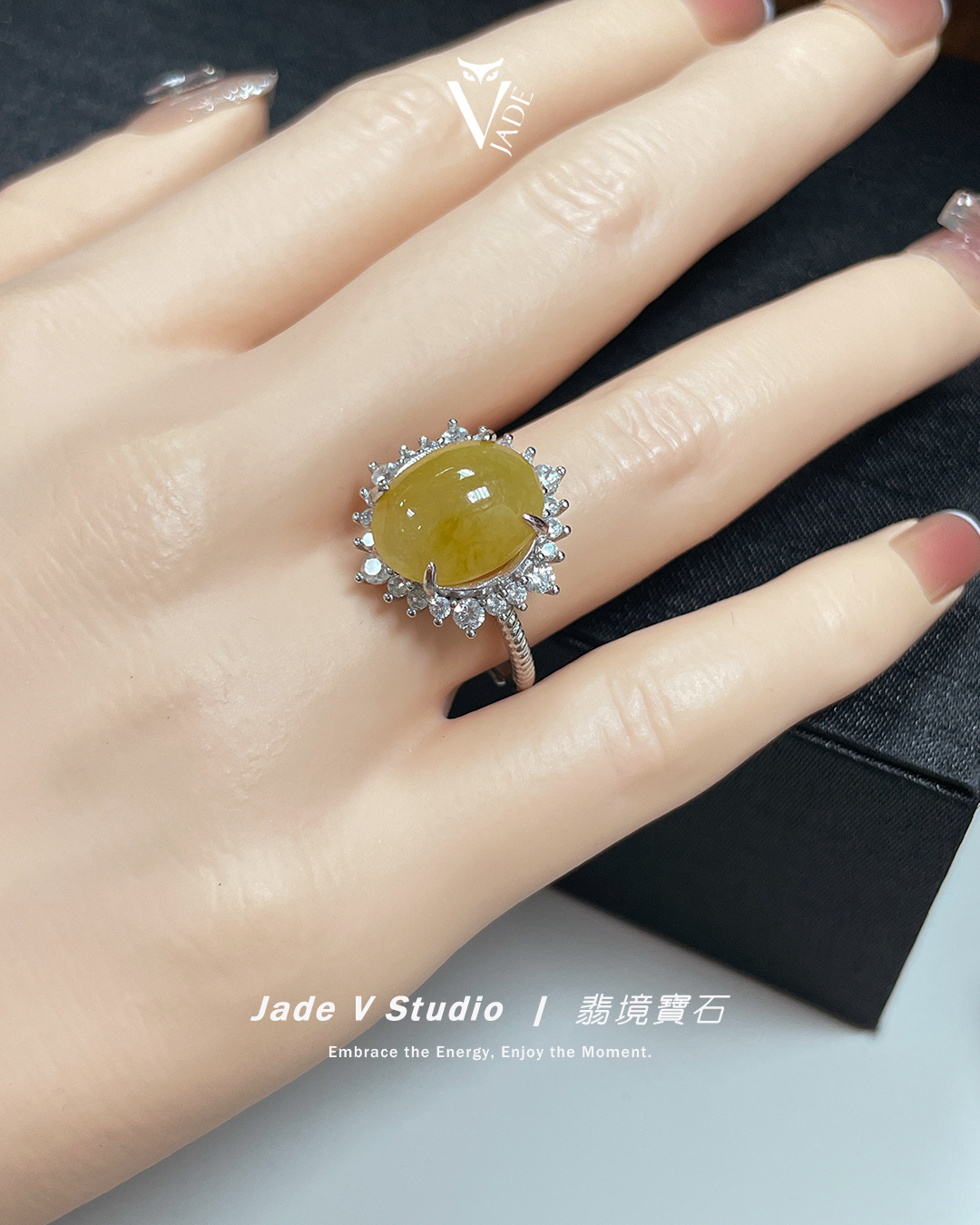【JadeV｜翡境寶石】細糯 蛋面 黃翡 戒指