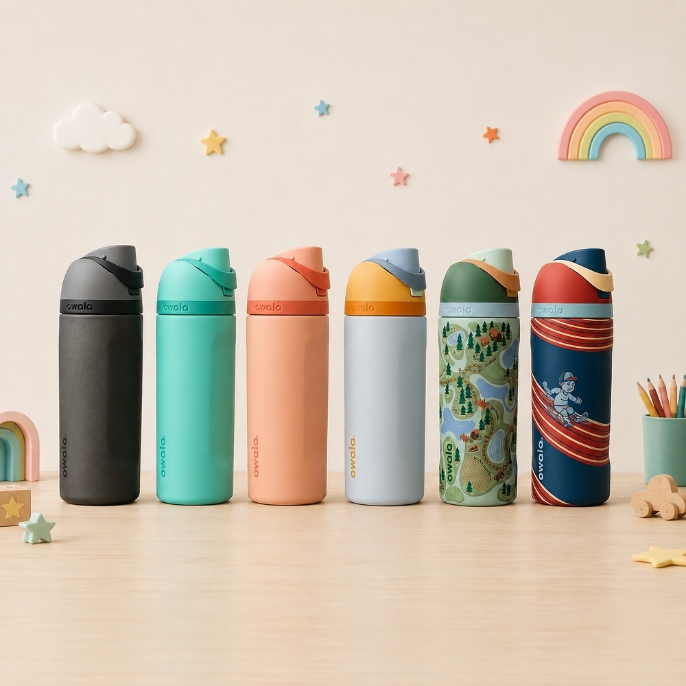 Owala Kids' FreeSip® 繽紛 兒童 防漏 吸管 保冷杯 16oz 不鏽鋼