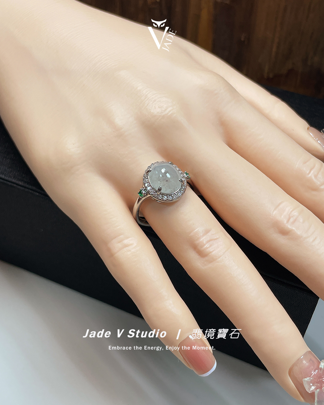 【JadeV｜翡境寶石】冰種 烏雞 蛋面 翡翠 戒指
