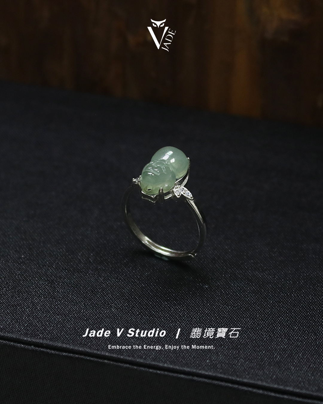 【JadeV｜翡境寶石】貔貅 果綠 翡翠 戒指