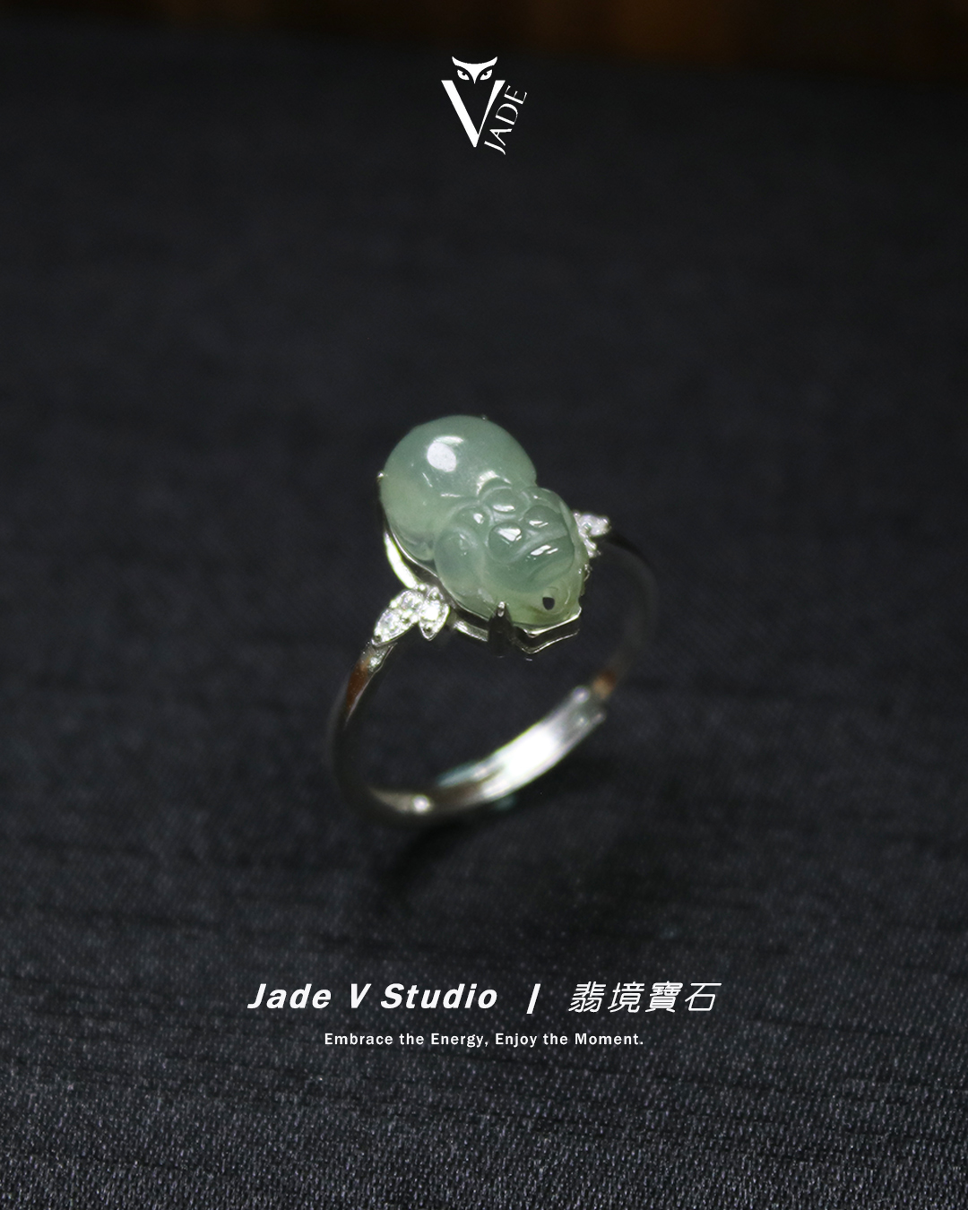 【JadeV｜翡境寶石】貔貅 果綠 翡翠 戒指