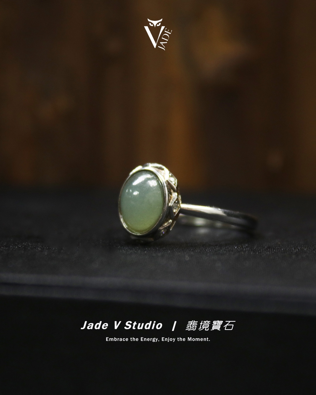 【JadeV｜翡境寶石】糯冰 果綠 蛋面 翡翠 戒指