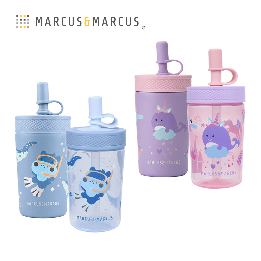 Marcus&Marcus 兒童2合1吸管雙杯組(不鏽鋼杯+PP杯+替換吸管)