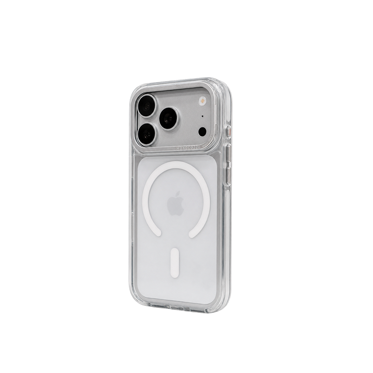 LUCID | iPhone 18 Magnetic Charging Compatible Lens Protection Stand Shockproof Hybrid Case - Silver White