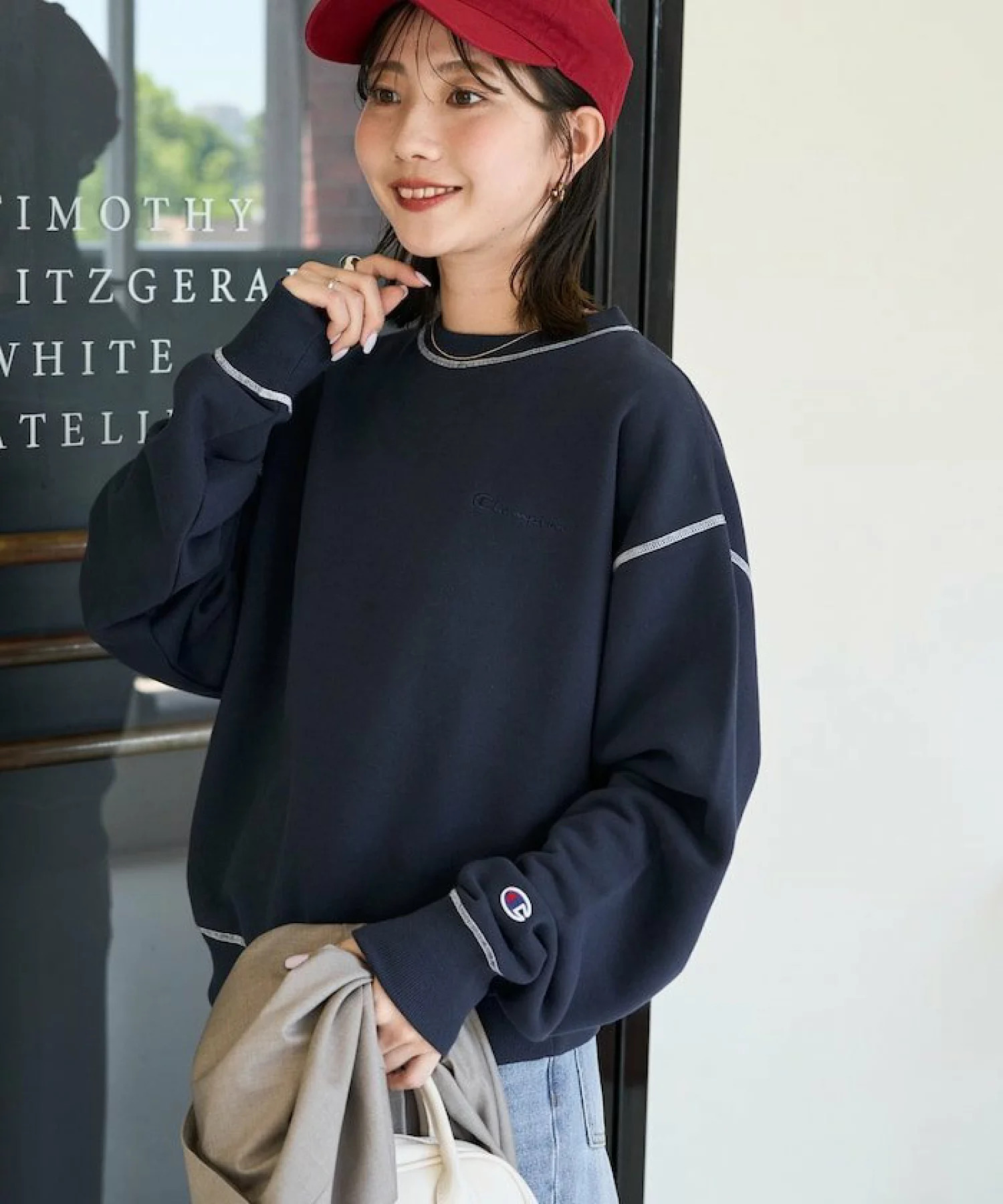 [預購]【Champion × FREAK'S STORE】限定撞色車線圓領大學T