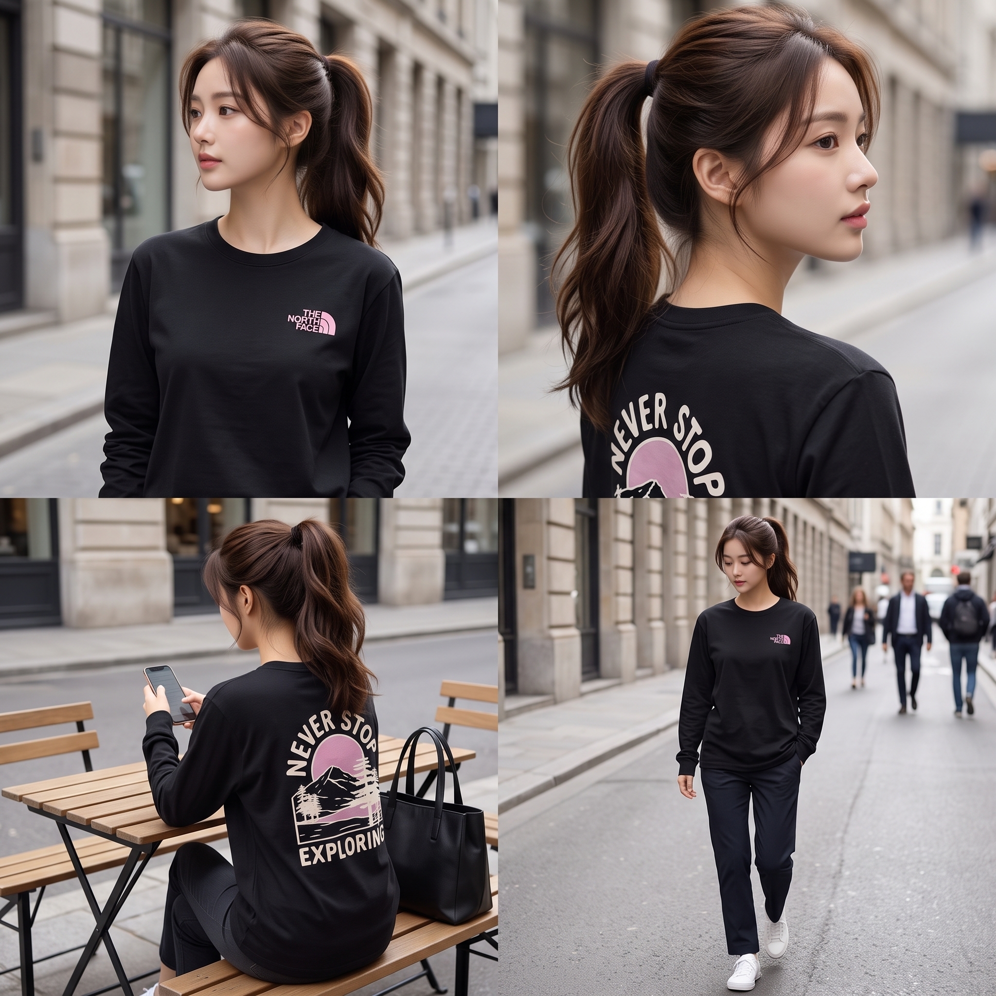 THE NORTH FACE 女大人 戶外系列 正反圖  長TEE (正常版)