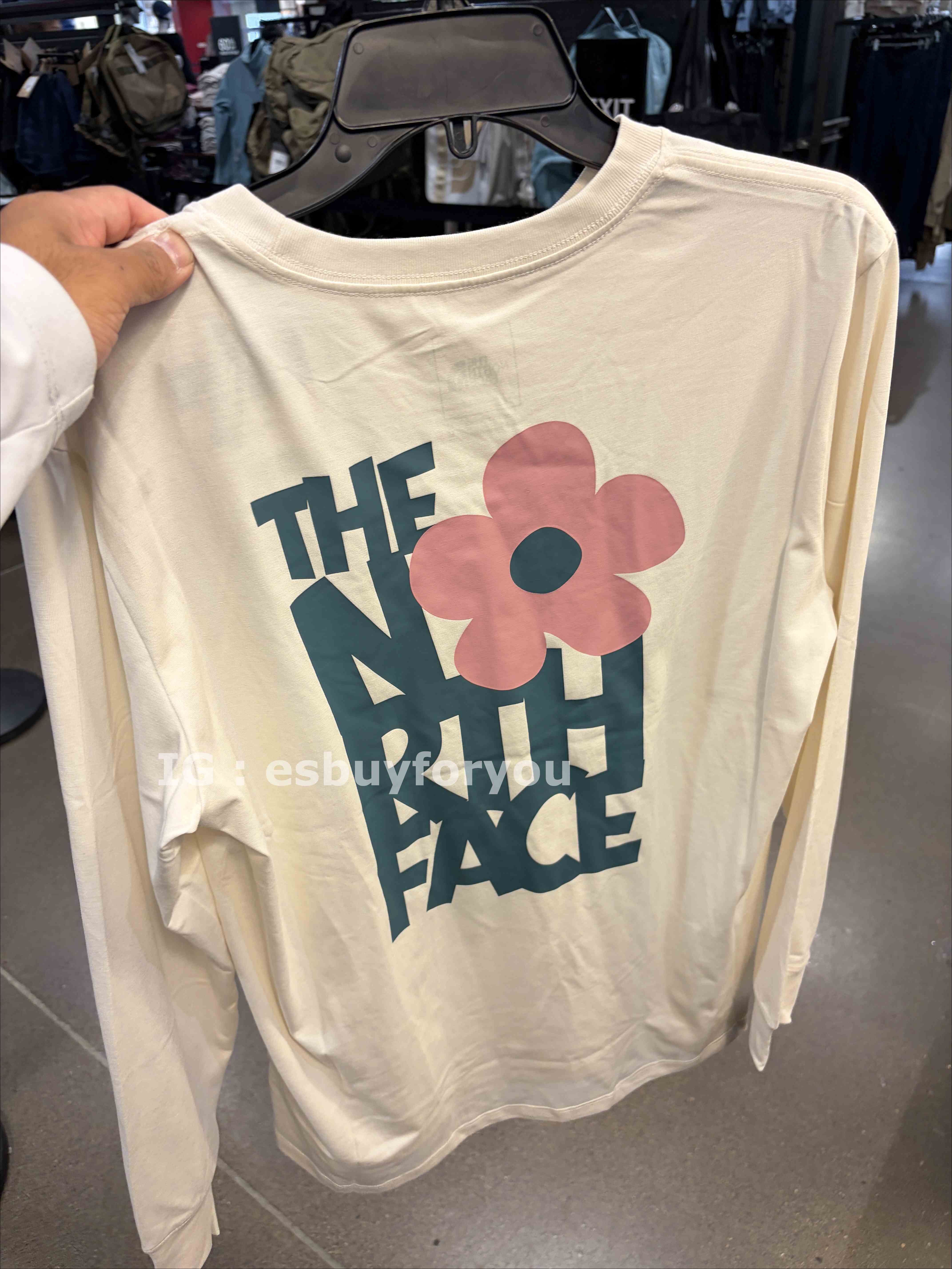 THE NORTH FACE 女大人 花卉圖案 正反圖  長TEE (正常版)