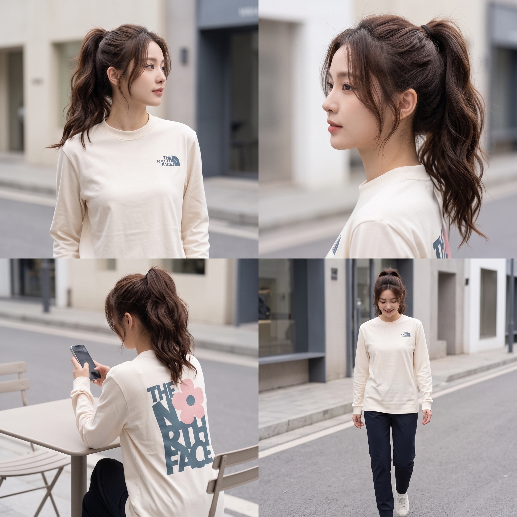 THE NORTH FACE 女大人 花卉圖案 正反圖  長TEE (正常版)
