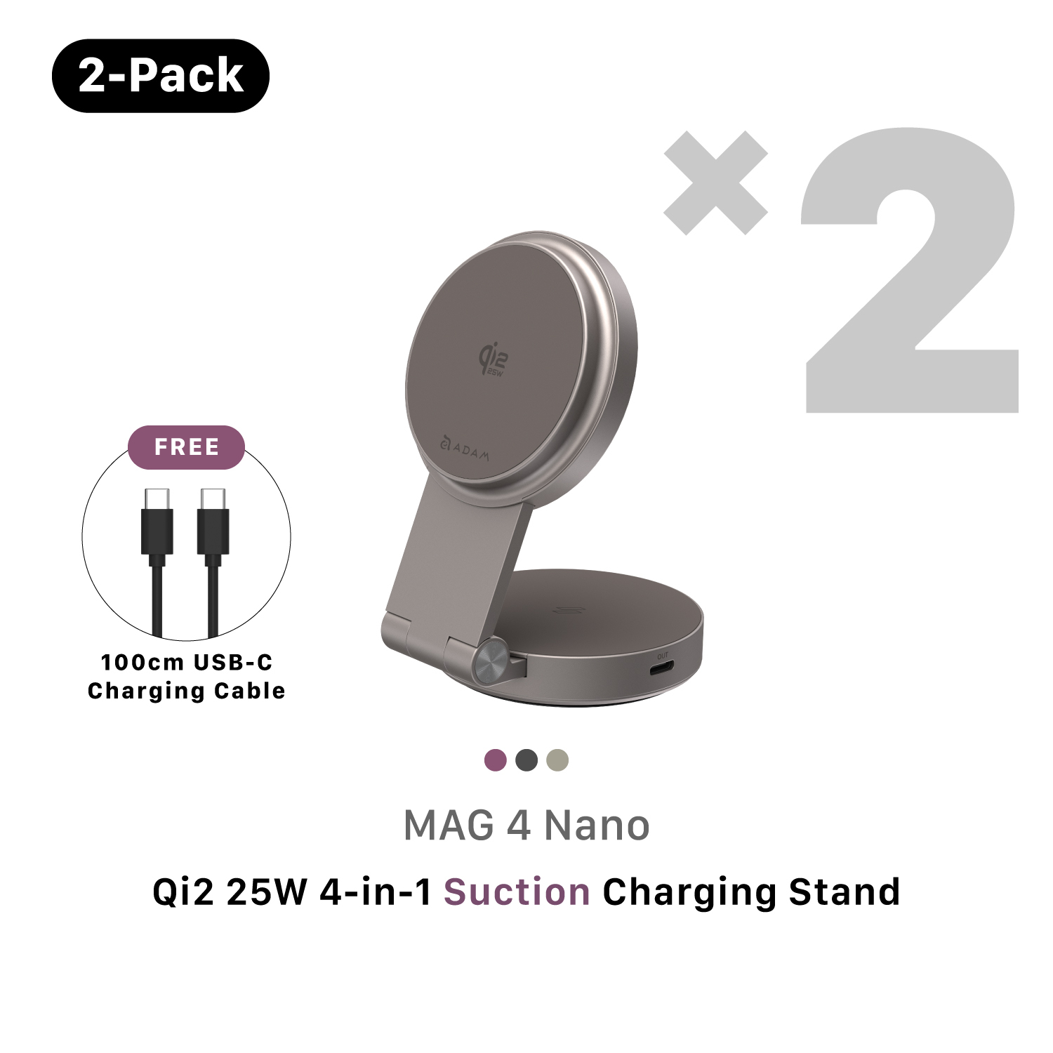 [PRE-ORDER] MAG 4 Nano Qi2 25W 4-in-1 Suction Charging Stand [2 Sets]
