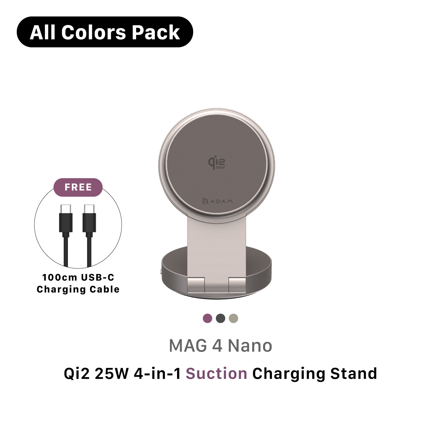 [PRE-ORDER] MAG 4 Nano Qi2 25W 4-in-1 Suction Charging Stand [3 Sets]