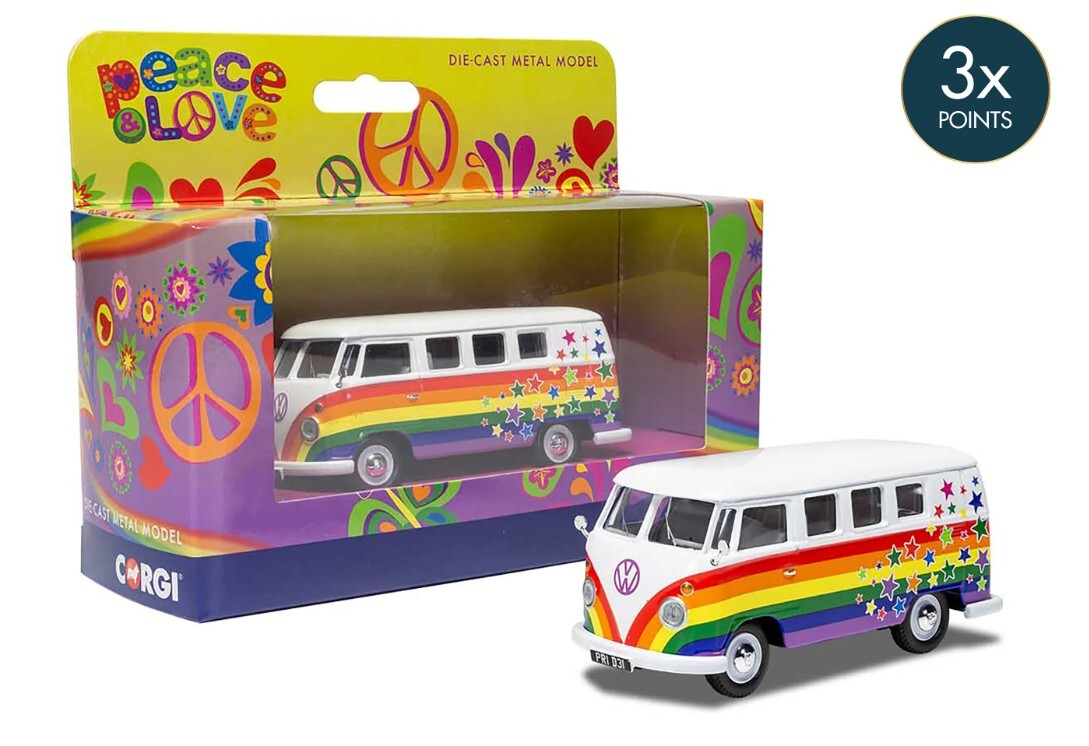 Corgi CC02731 1:43 scale Volkswagen Campervan - Peace Love and Wishes