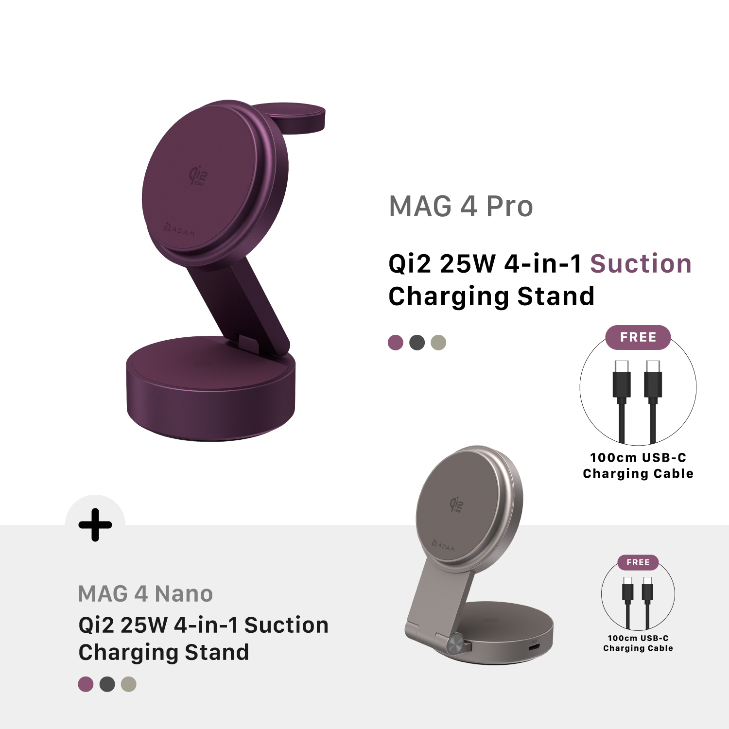 [PRE-ORDER] MAG 4 Pro Qi2 25W 4-in-1 Suction Charging Station + MAG 4 Nano Qi2 25W 4-in-1 Suction Charging