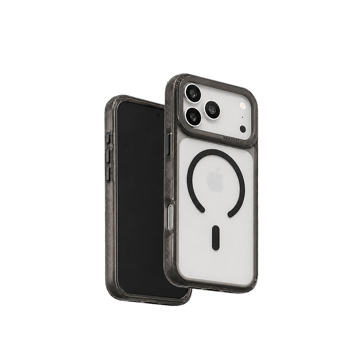 LUCID | iPhone 18 Magnetic Charging Compatible Lens Protection Stand Shockproof Hybrid Case - Black