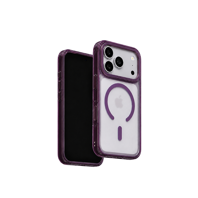 LUCID | iPhone 18 Magnetic Charging Compatible Lens Protection Stand Shockproof Hybrid Case - Dark Cherry
