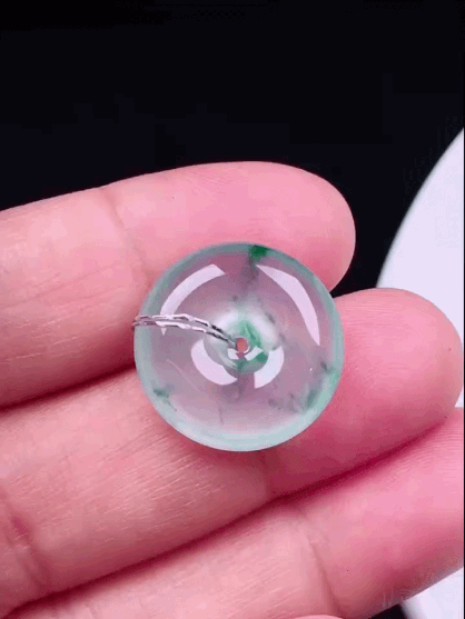 91344 翡翠冰飄花平安扣 (17.6mm直徑)