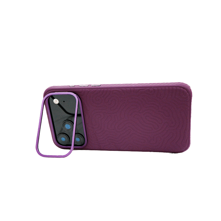 Prismatica | iPhone 18 Magnetic Charging Compatible Lens Protection Stand Shockproof Liquid Silicone Case - Dark Cherry
