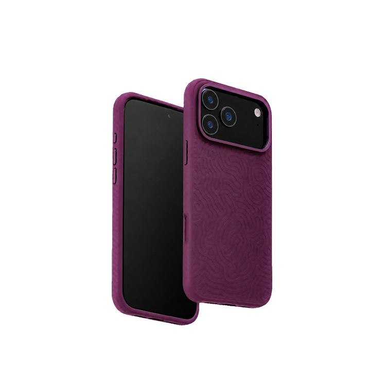 Prismatica | iPhone 18 Magnetic Charging Compatible Lens Protection Stand Shockproof Liquid Silicone Case - Dark Cherry