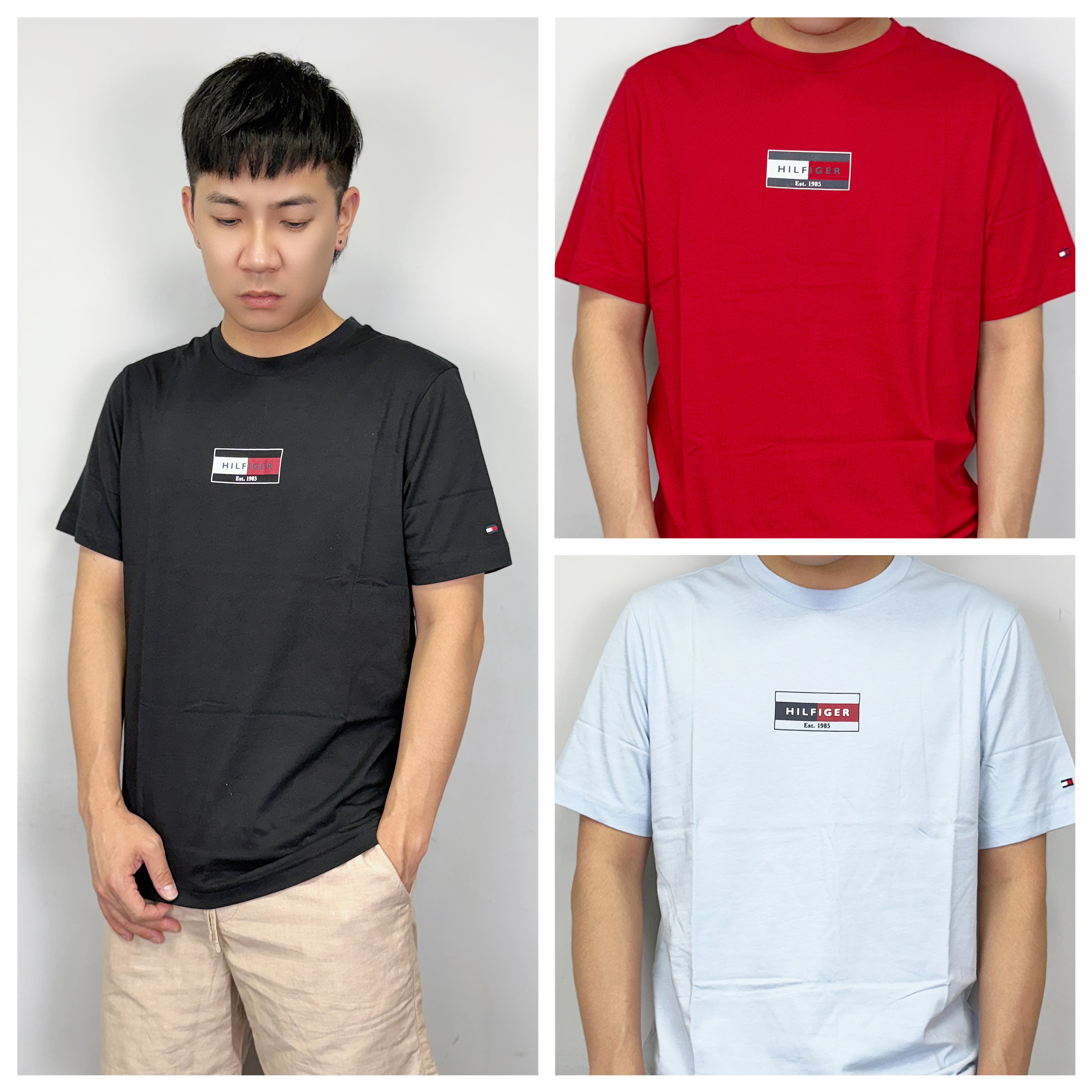 Tommy Hilfiger 胸前線條國旗1985 短袖上衣 短T