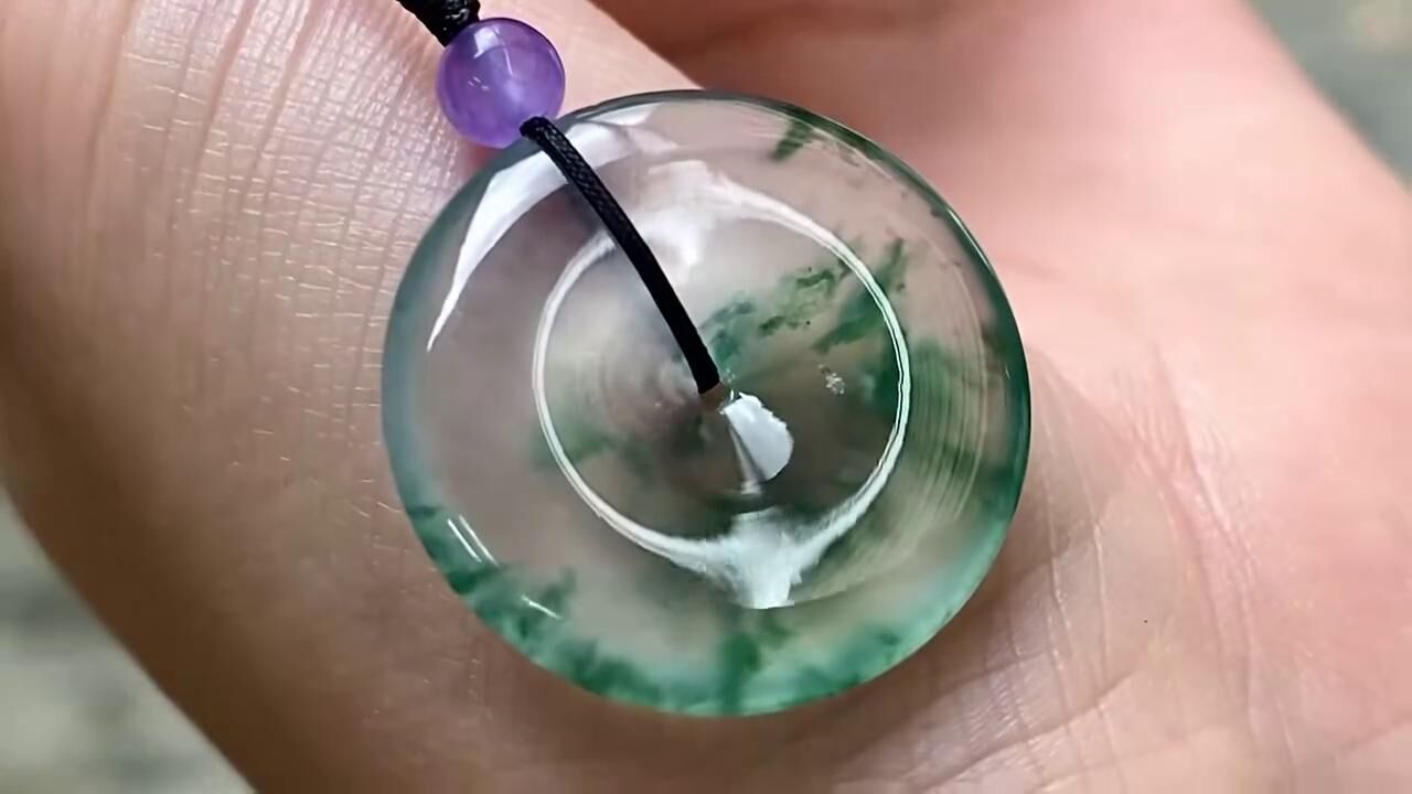 翡翠玻璃鋼飄彩平安扣 (22.6mm直徑),天然翡翠A玉, 緬甸玉, Jade, Jadeite