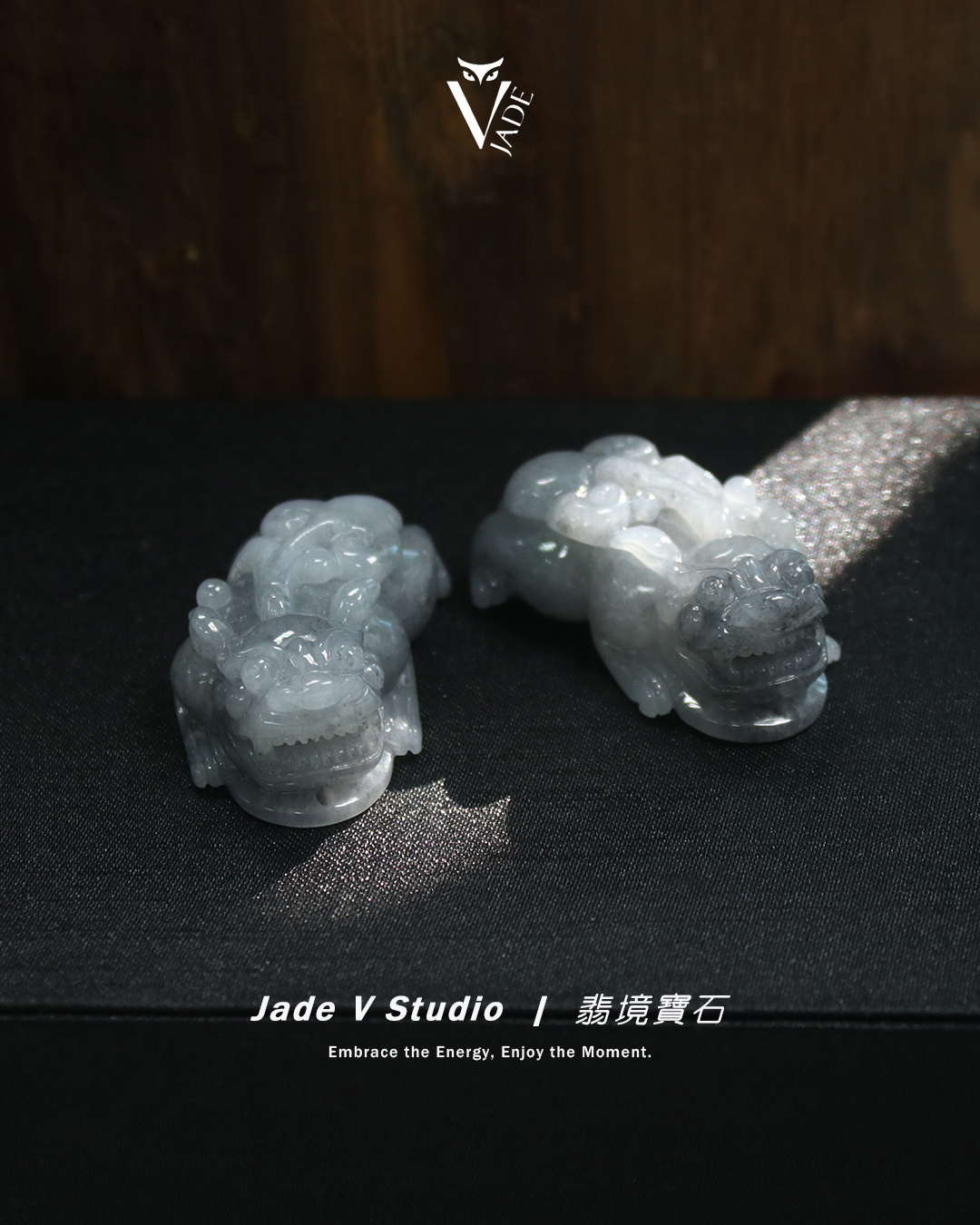 【JadeV｜翡境寶石】糯冰 烏雞 招財貔貅 一對 翡翠