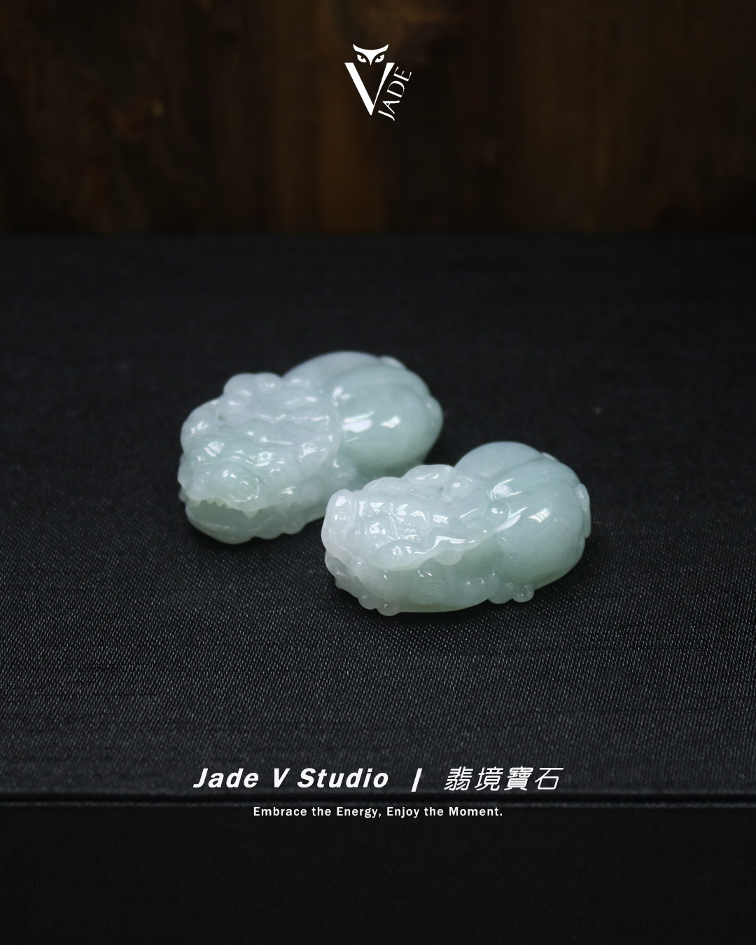 【JadeV｜翡境寶石】細糯 雙彩 招財貔貅 一對 翡翠