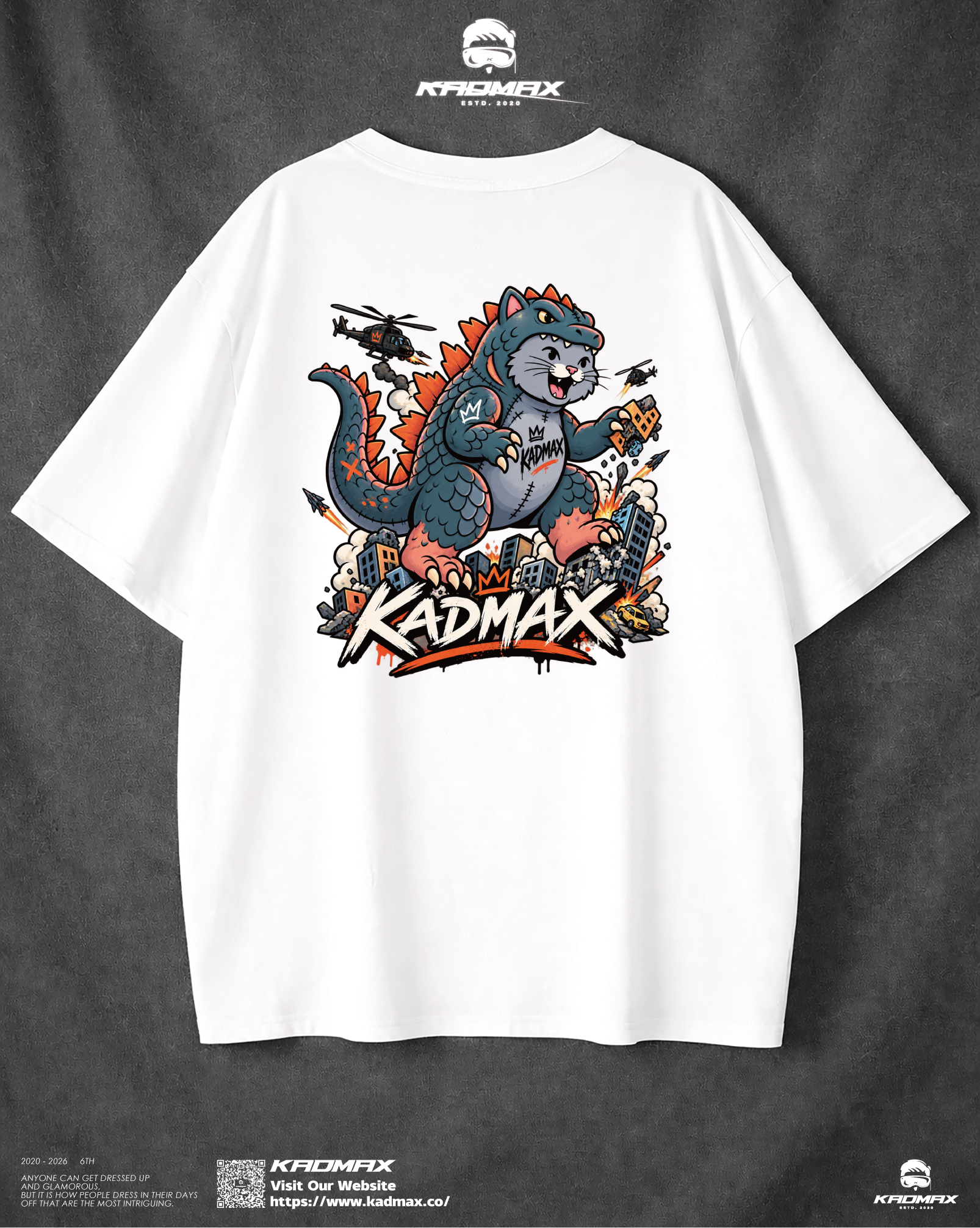 KADMAX大尺碼-喵吉拉短袖TEE〈KMSS2627〉