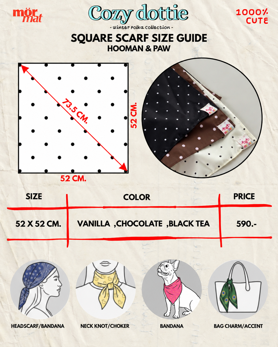 Cozy Dottie 大人綁巾尺寸