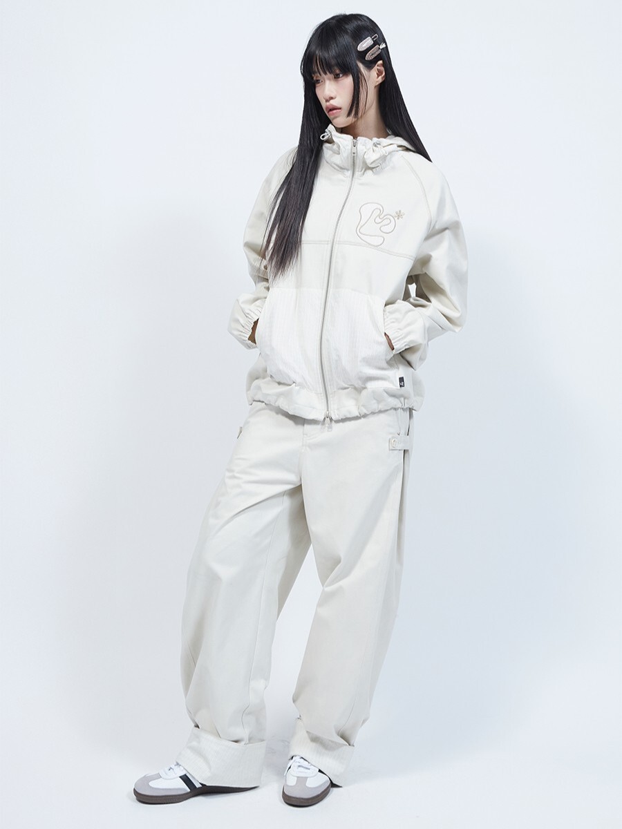 LMR 貼花標誌格紋撞色連帽夾克 Appliqué Floral Logo Check Color-Block Hooded Jacket