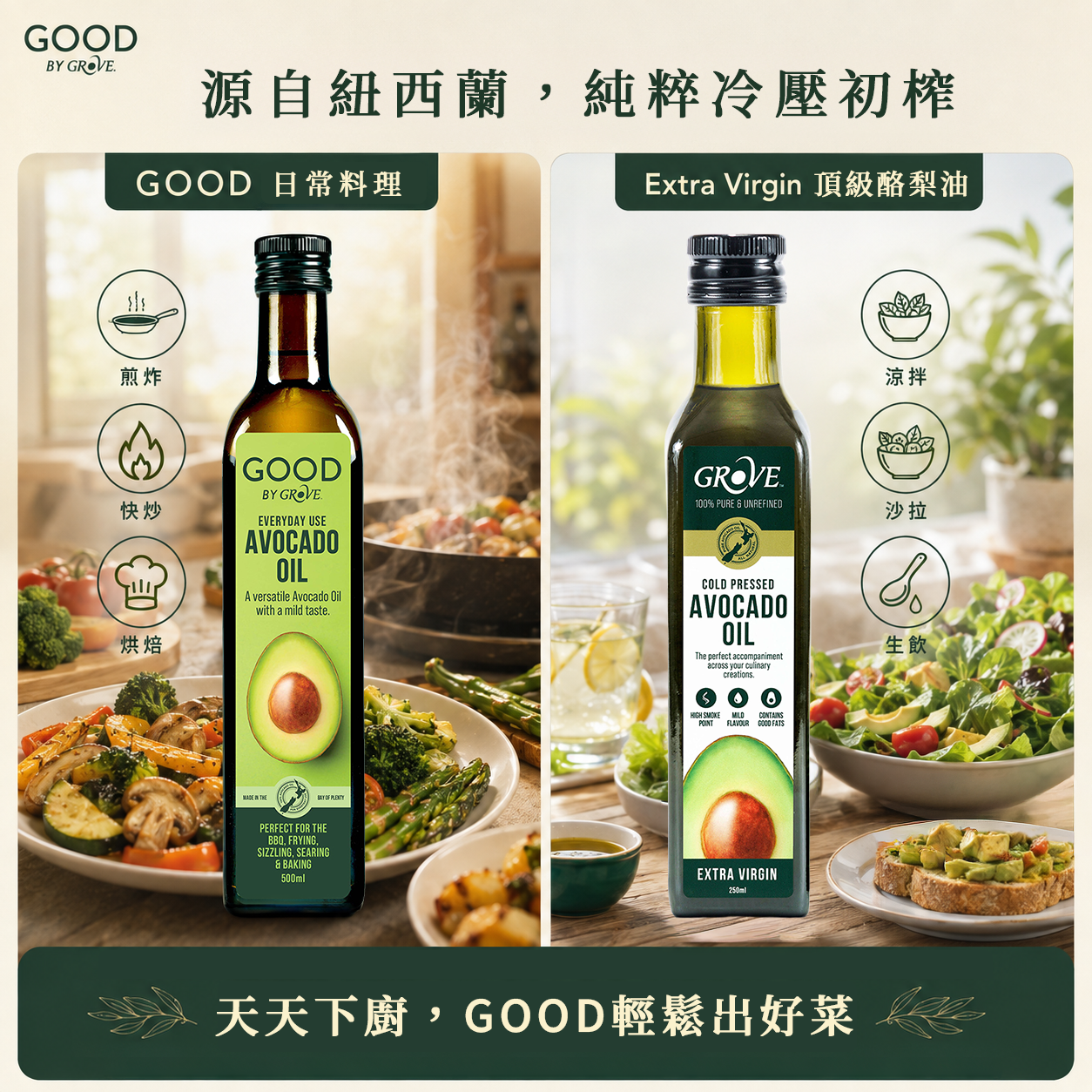GOOD 日常料理油與 Extra Virgin 頂級酪梨油比較