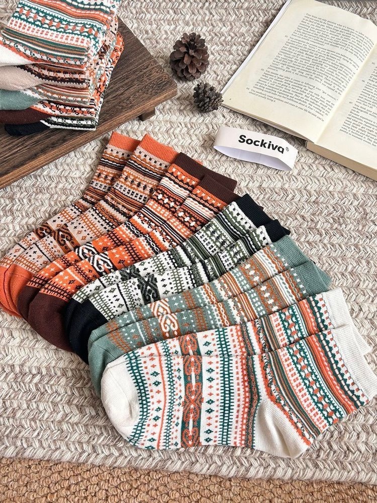 🧦 Sockiva 費爾島復古圖騰襪 10雙裝