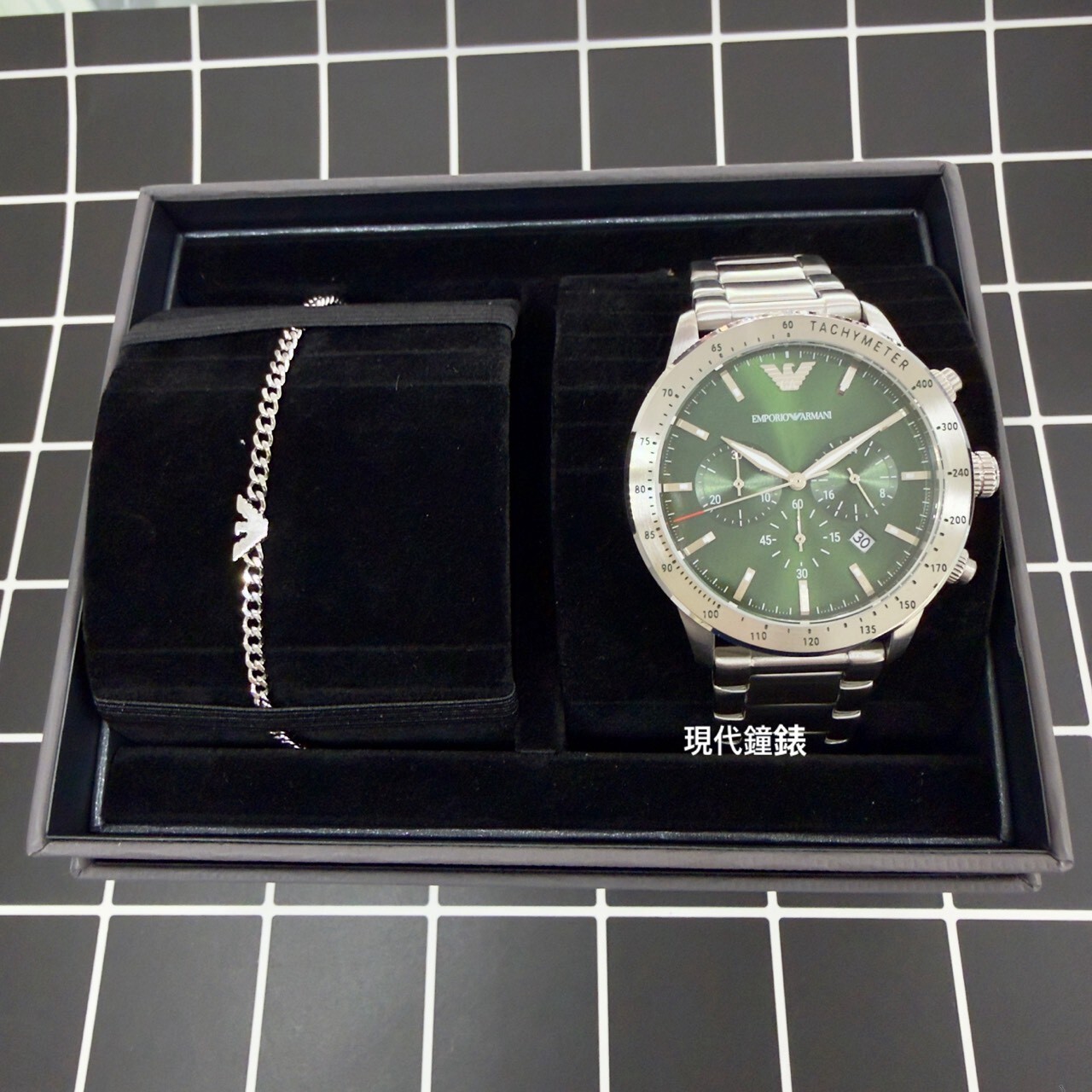 【EMPORIO ARMANI】MARIO 男士腕錶套裝 AR80088SET 43mm 現代鐘錶