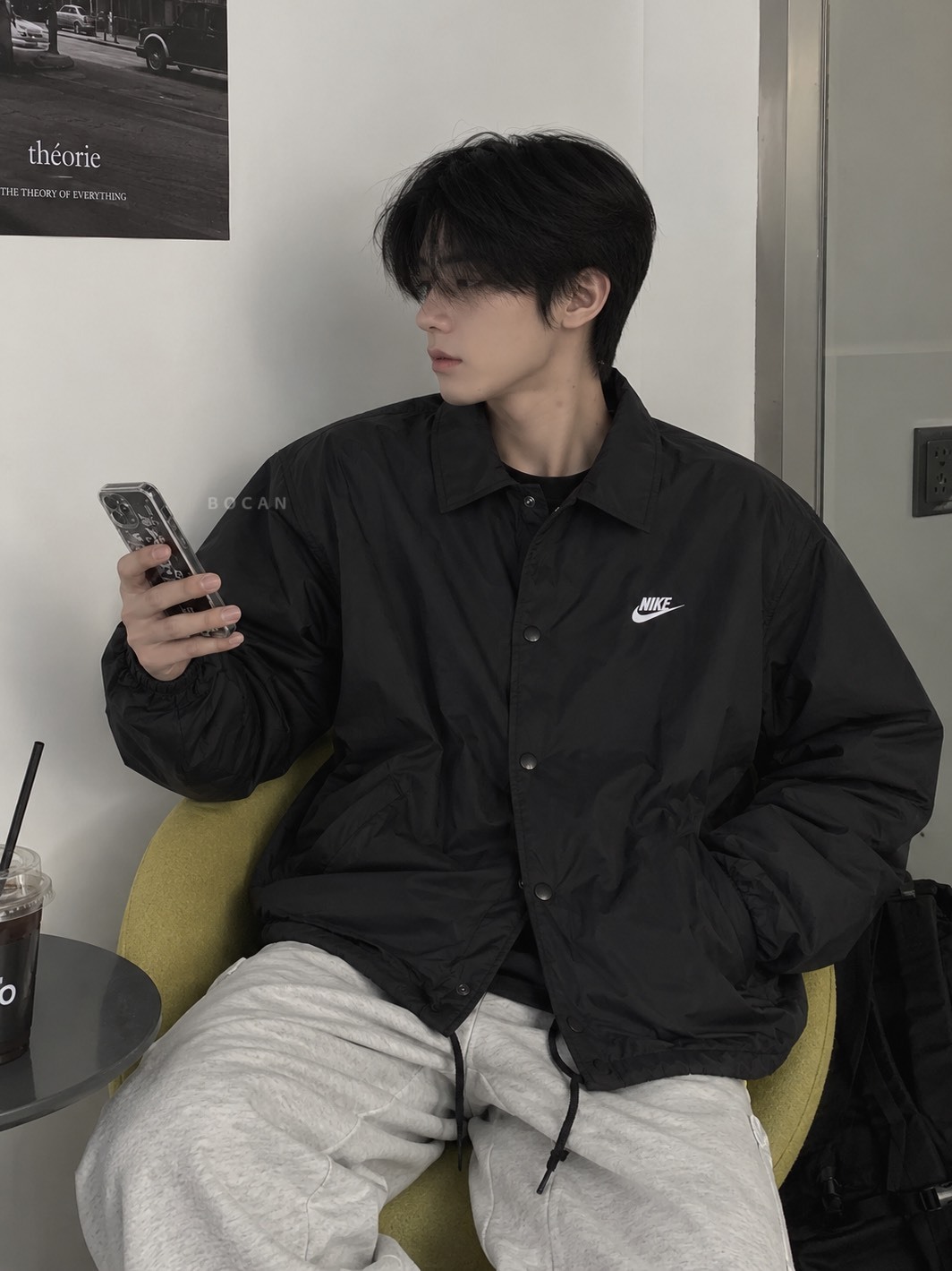 NIKE CLUB 教練外套 黑色 男款