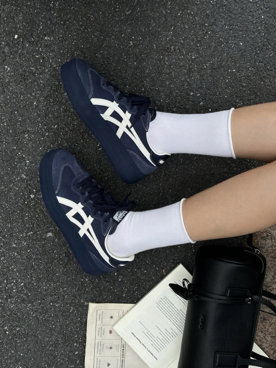 Onitsuka Tiger Tokuten Chunk 鬼塚虎 德訓鞋 厚底 增高 霧霾藍 深藍 奶油白 女鞋 1183C561-400 / 預購