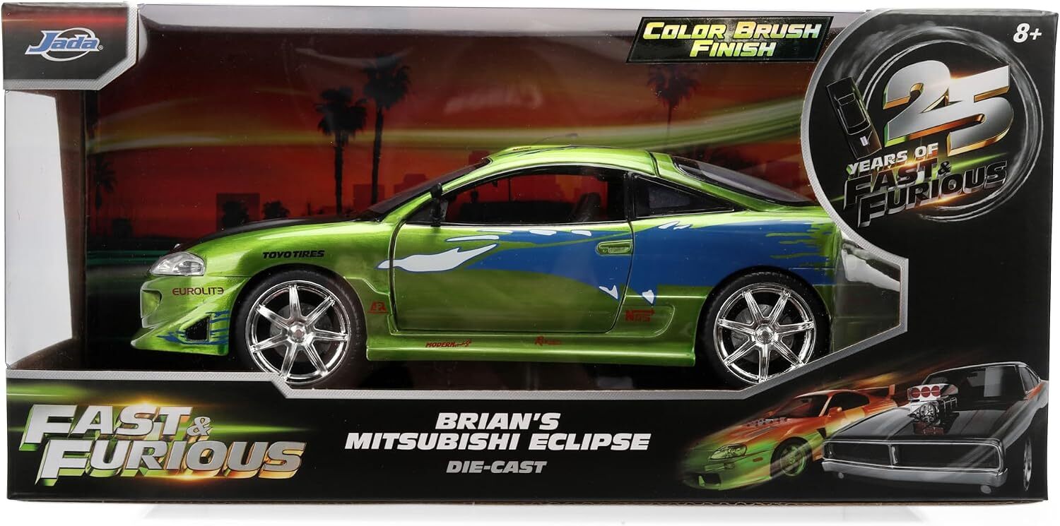 玩命關頭1:24合金車25周年紀念款 1995 三菱 日蝕  Mitsubishi Eclipse 綠色拉絲塗裝 JD36817