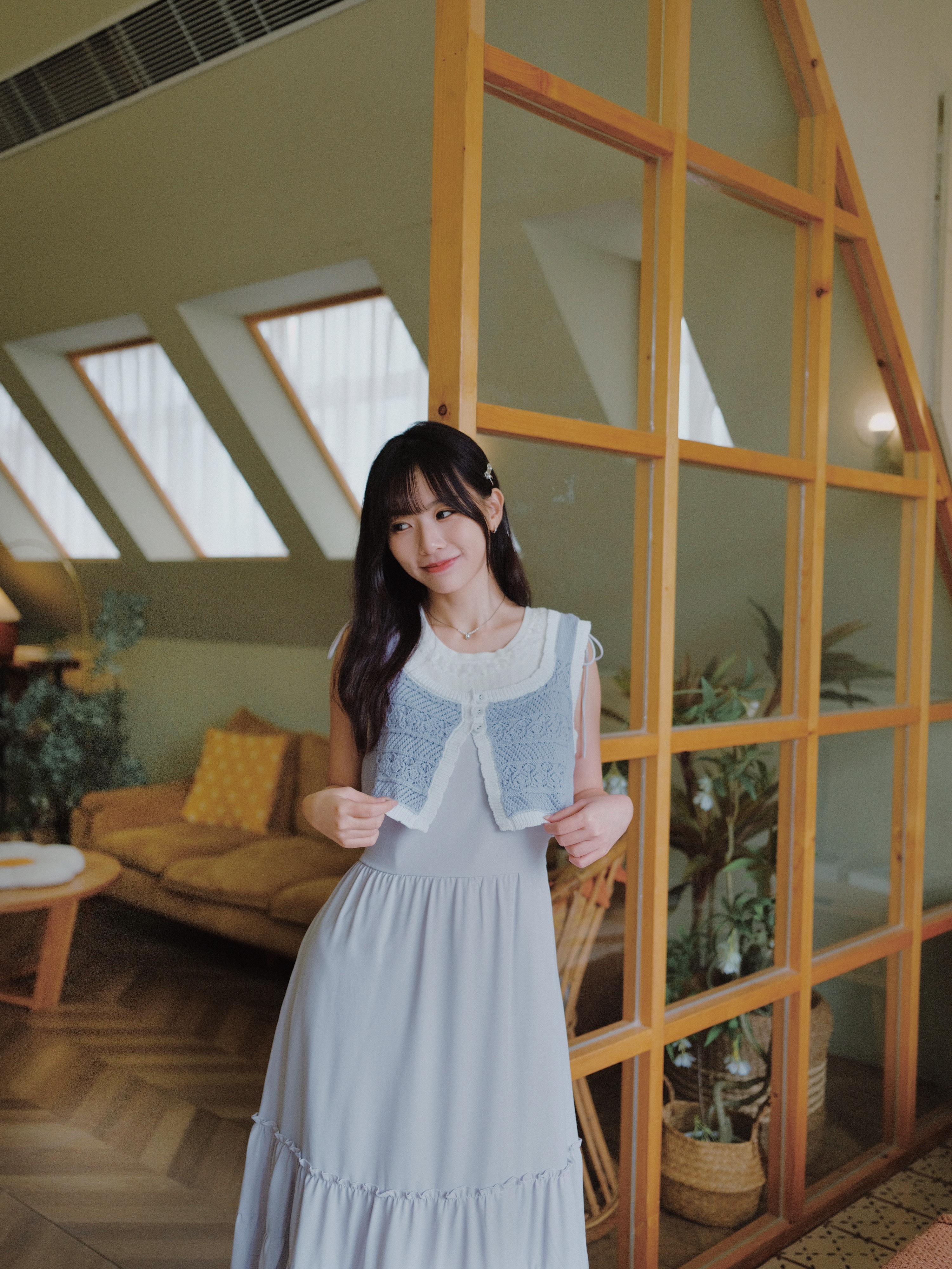 三色 / 手鈎織花修腰短款馬甲 / Crochet Pattern Cropped Knit Vest
