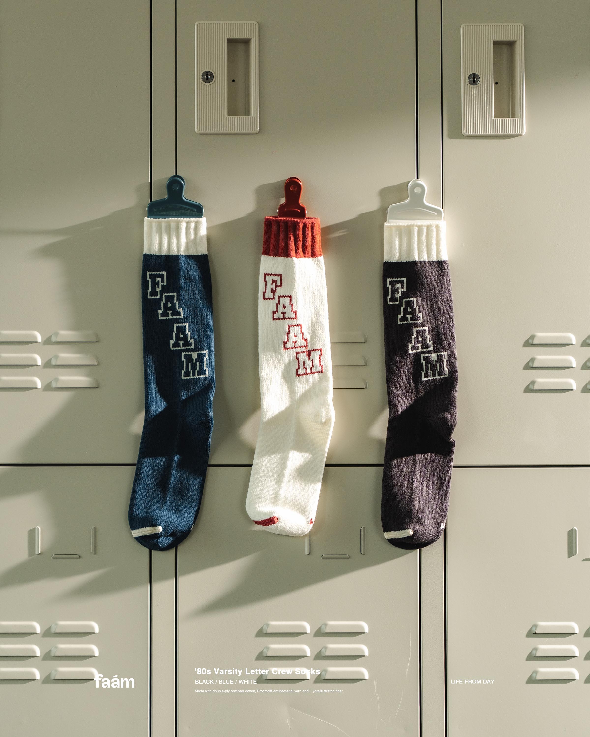 FAAM '80s Varsity Letter Crew Socks  復古學院字體粗針高筒襪